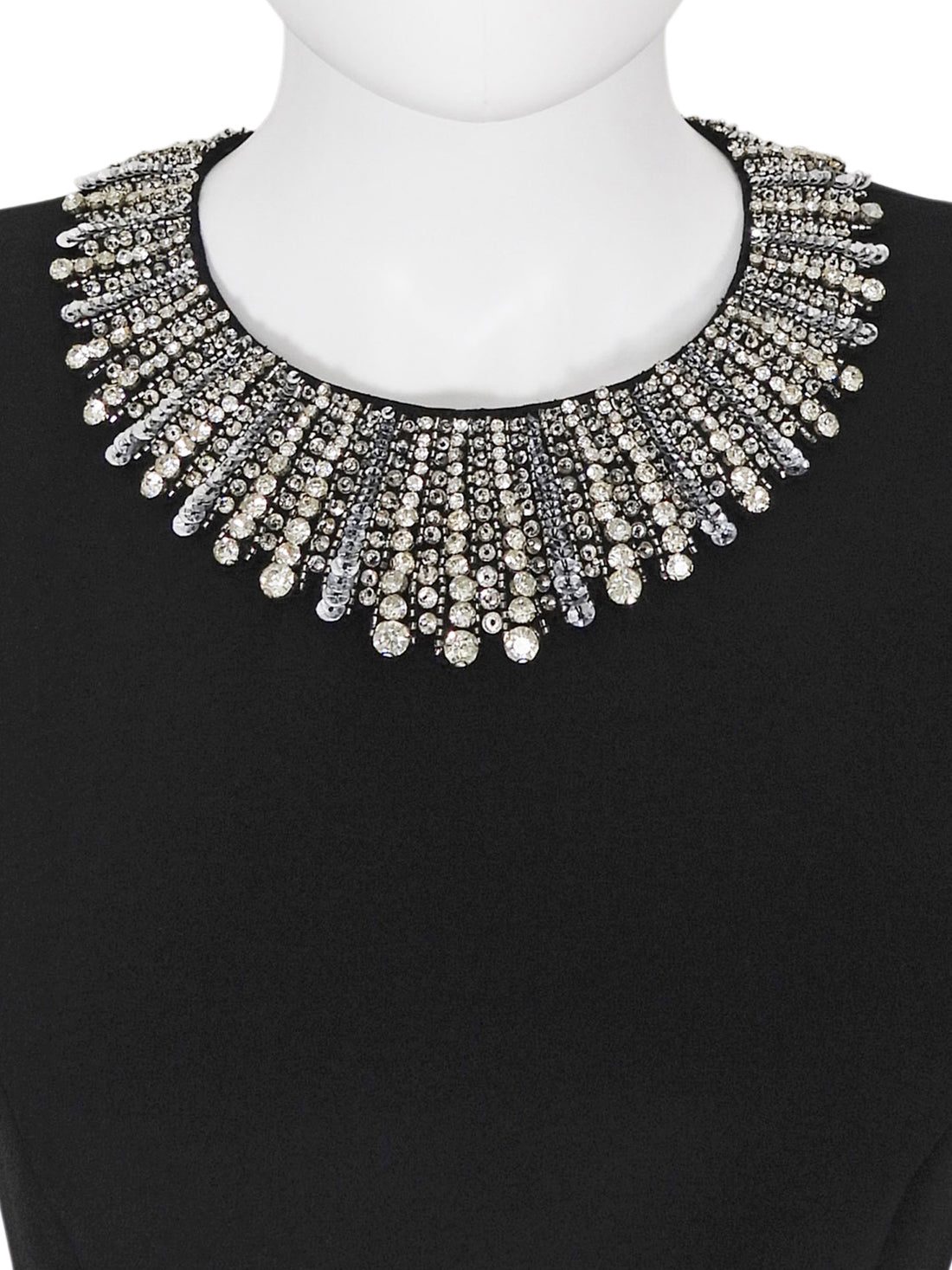 Jenny Packham Black Long Sleeve Crystal Embellished Short Dress - 8