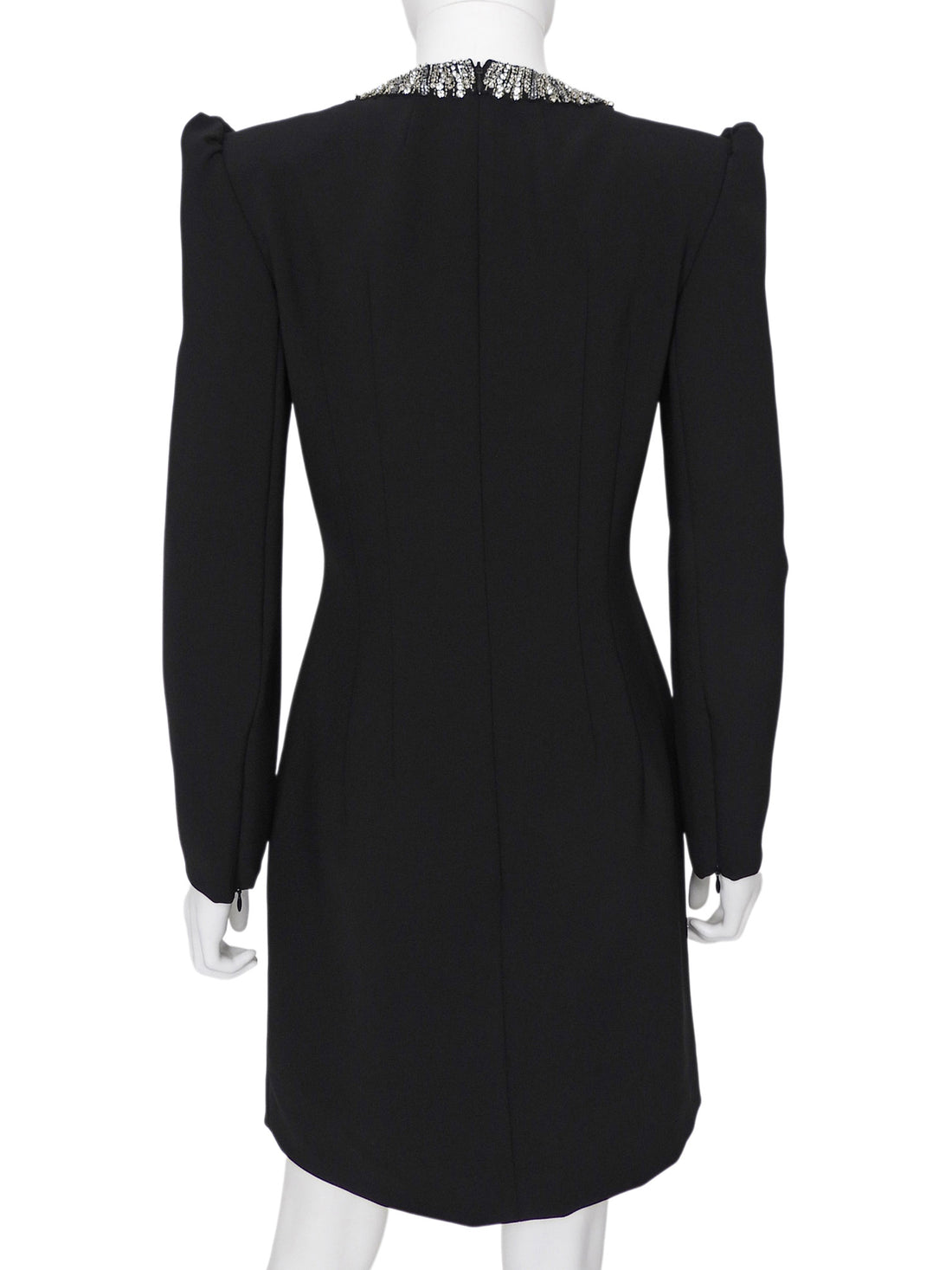 Jenny Packham Black Long Sleeve Crystal Embellished Short Dress - 8