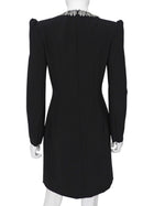 Jenny Packham Black Long Sleeve Crystal Embellished Short Dress - 8