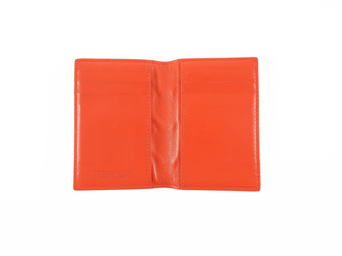 Bottega Veneta Orange Leather Embossed Bifold Card Holder