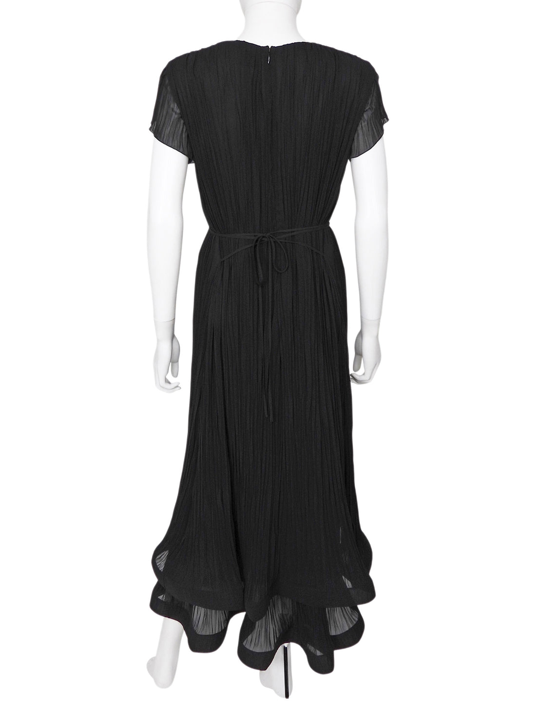 Erdem Black Vertical Pleated Layer Floral Brooch Column Gown - 8