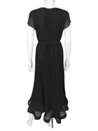 Erdem Black Vertical Pleated Layer Floral Brooch Column Gown - 8
