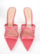 Gianvito Rossi Pink Nappa Leather and Mesh Stiletto Heel Mules - 38