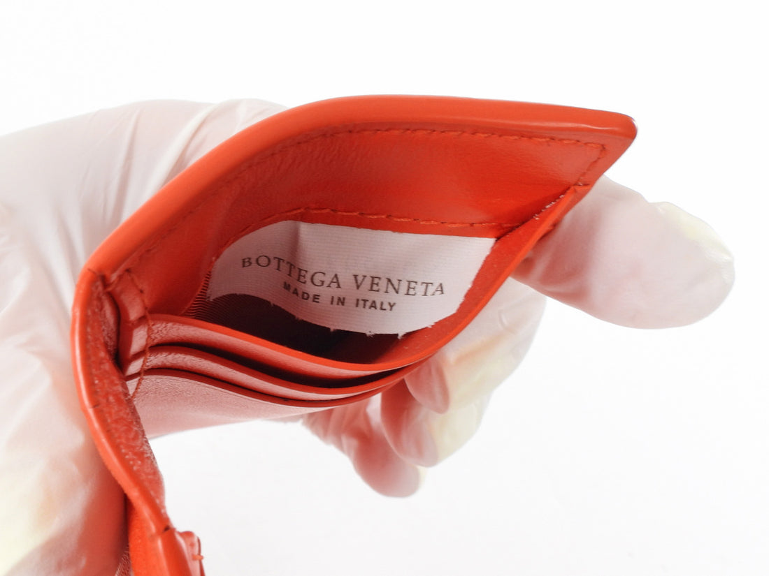 Bottega Veneta Orange Leather Embossed Bifold Card Holder