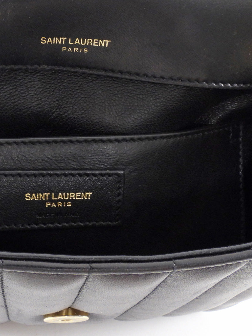Saint Laurent Small Vicky Black Leather Matelasse Chain Bag