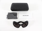 Balenciaga Black Acetate Cat Eye Wave Arm Logo Sunglasses