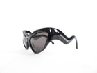 Balenciaga Black Acetate Cat Eye Wave Arm Logo Sunglasses