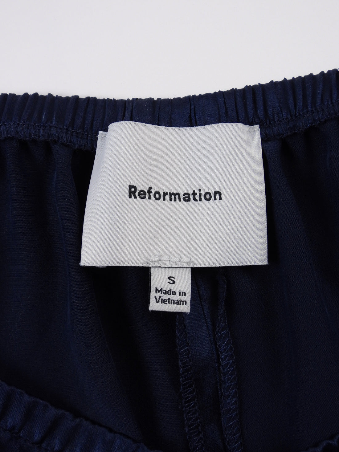 Reformation Navy Blue Carolina Silk Lace Hem PJ Pants - S