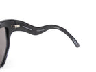 Balenciaga Black Acetate Cat Eye Wave Arm Logo Sunglasses