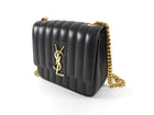 Saint Laurent Small Vicky Black Leather Matelasse Chain Bag
