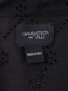 Giambattista Valli Black Broderie Eyelet Grosgrain Hem Short Sleeve Shirt -  44 / 8 / M