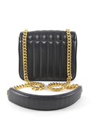 Saint Laurent Small Vicky Black Leather Matelasse Chain Bag