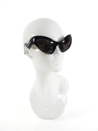 Balenciaga Black Acetate Cat Eye Wave Arm Logo Sunglasses