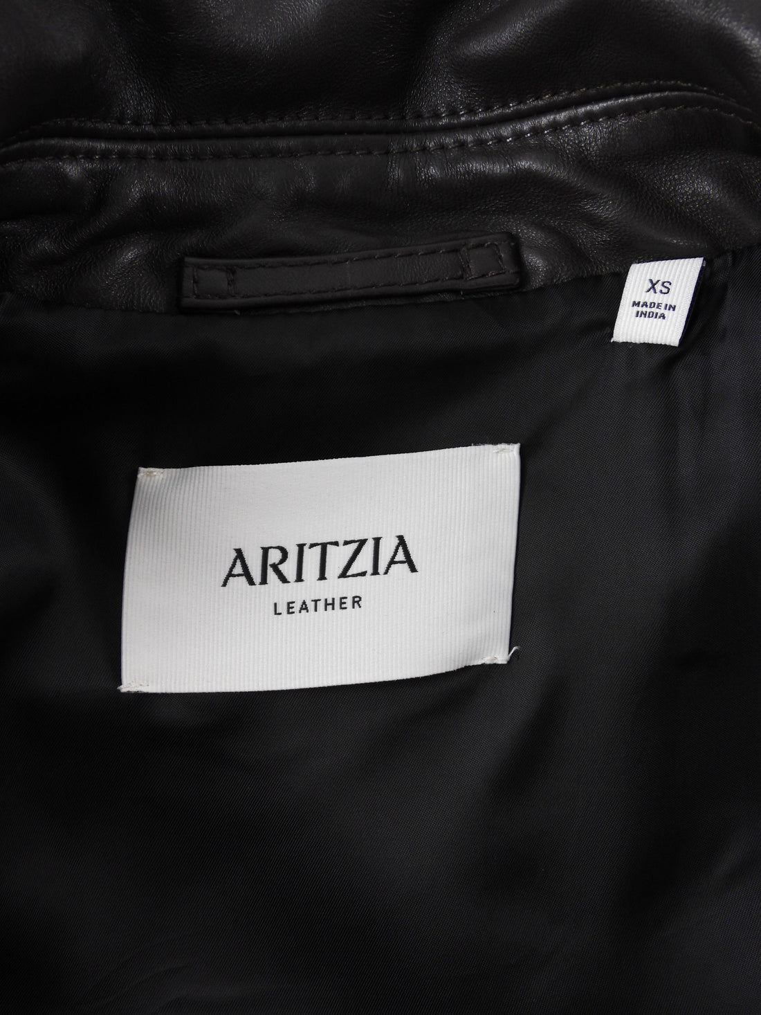 Aritzia Dark Brown Jones Leather Zip Bomber Jacket - XS