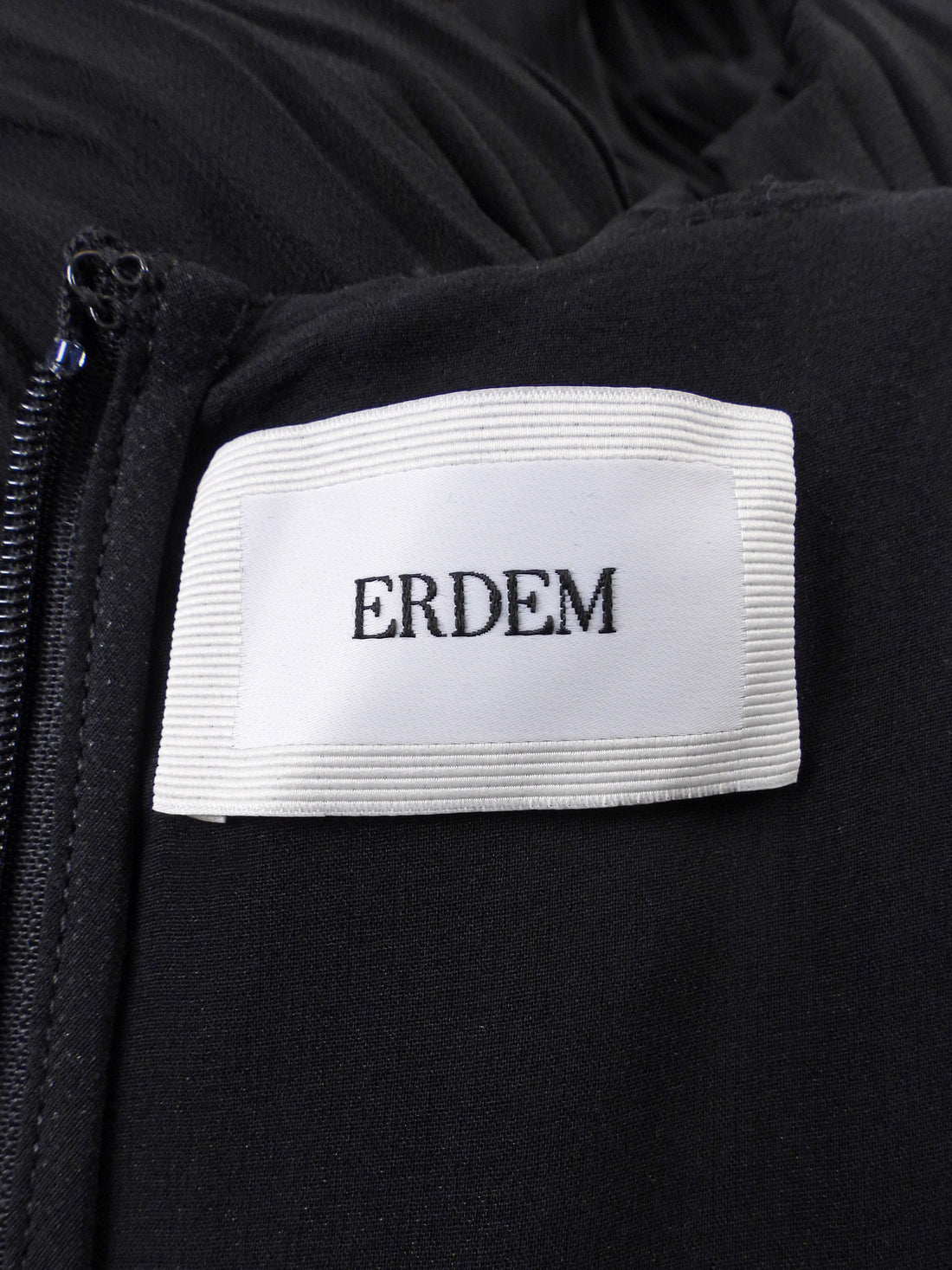Erdem Black Vertical Pleated Layer Floral Brooch Column Gown - 8