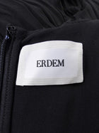 Erdem Black Vertical Pleated Layer Floral Brooch Column Gown - 8