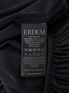 Erdem Black Vertical Pleated Layer Floral Brooch Column Gown - 8