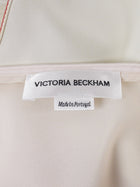 Victoria Beckham Ivory Red Satin Graphic Floral Split Sleeve Gown - US 8