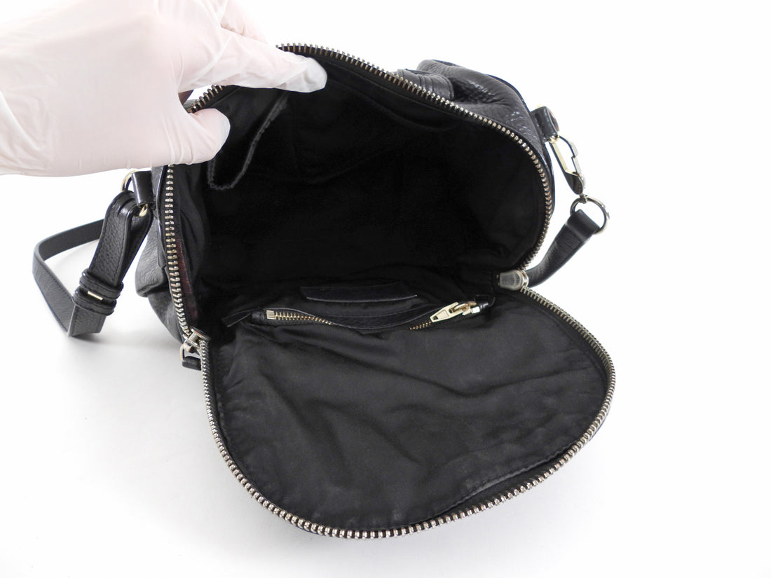 Alexander Wang Black Leather Mini Rockie Barrel Bag with Studs
