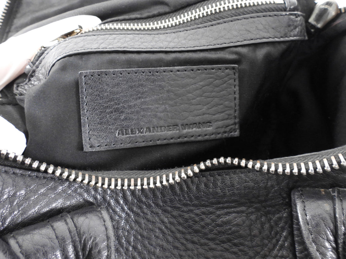 Alexander Wang Black Leather Mini Rockie Barrel Bag with Studs