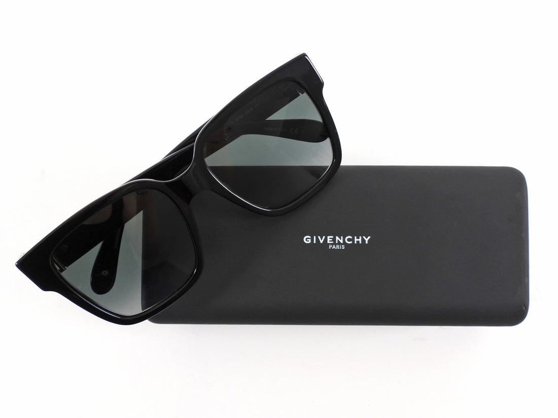 Givenchy Black Square Acetate Logo Sunglasses