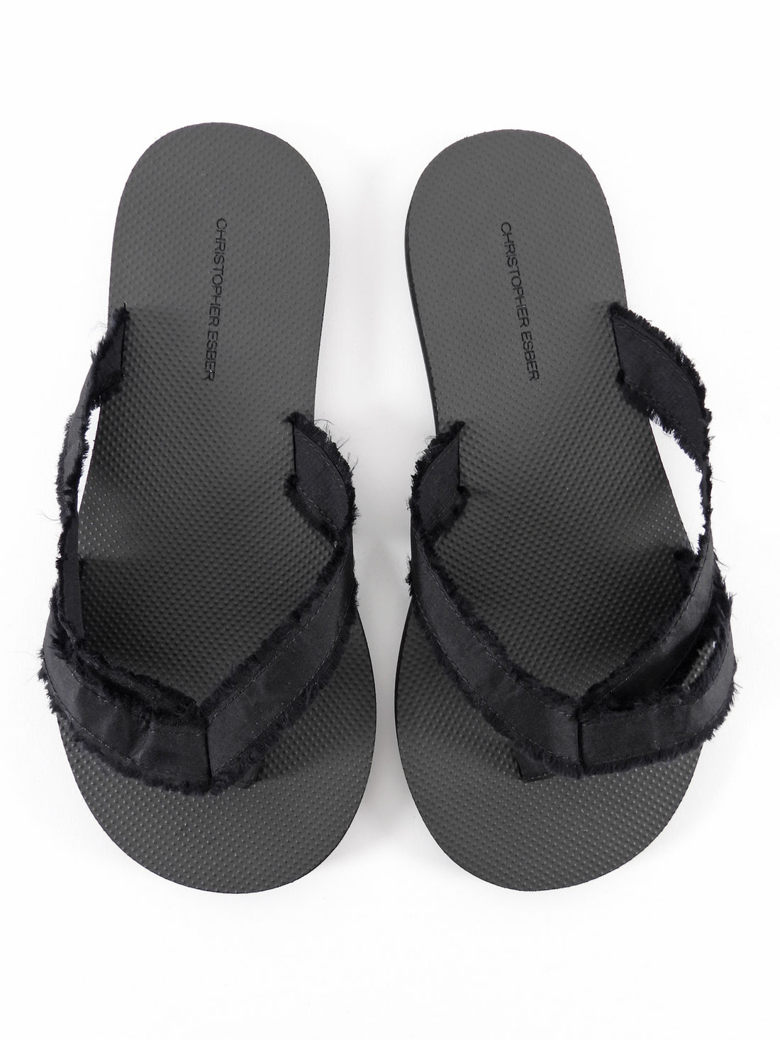 Christopher Esber Black Freya Satin Frayed Thong Flip Flop Sandals 37