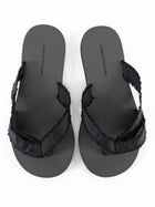 Christopher Esber Black Freya Satin Frayed Thong Flip Flop Sandals 37