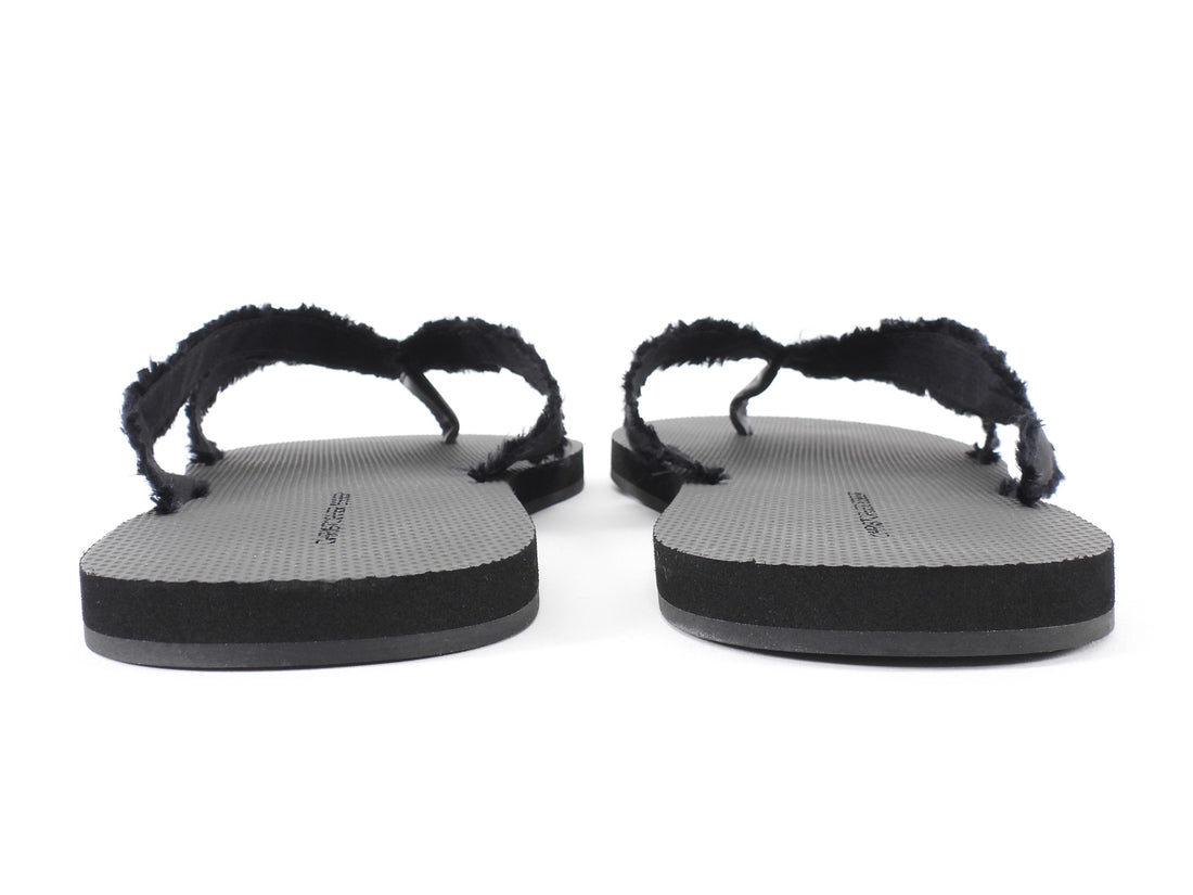 Christopher Esber Black Freya Satin Frayed Thong Flip Flop Sandals 37