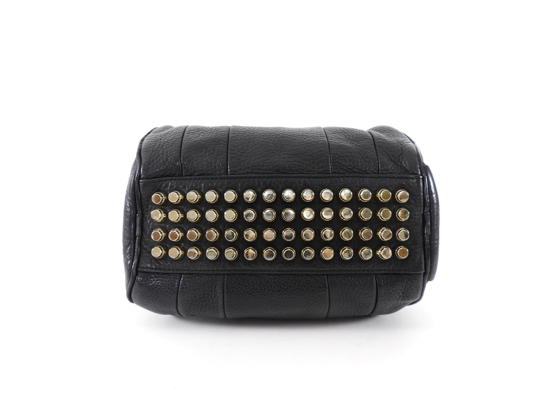 Alexander Wang Black Leather Mini Rockie Barrel Bag with Studs