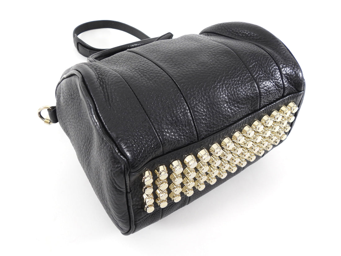 Alexander Wang Black Leather Mini Rockie Barrel Bag with Studs