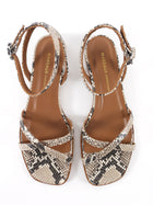 Margaux Brown White Flat Natural Python Emboss Sandals - 37