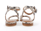 Margaux Brown White Flat Natural Python Emboss Sandals - 37