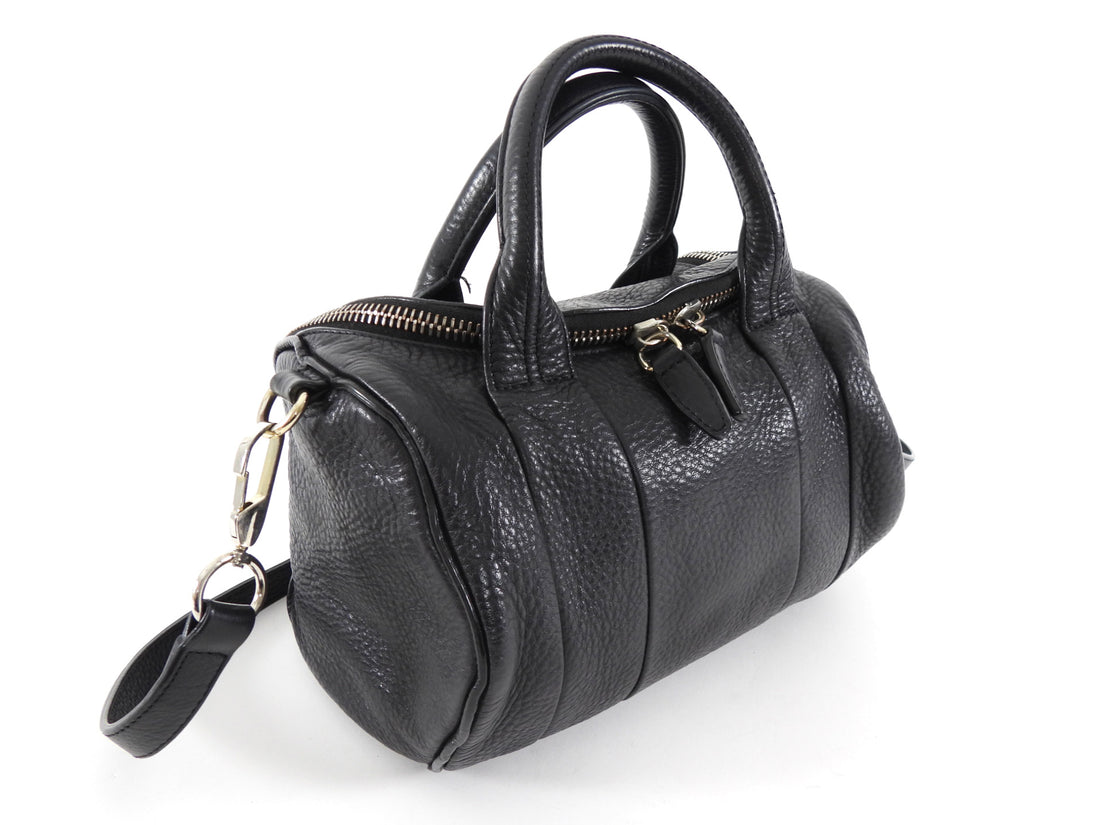 Alexander Wang Black Leather Mini Rockie Barrel Bag with Studs