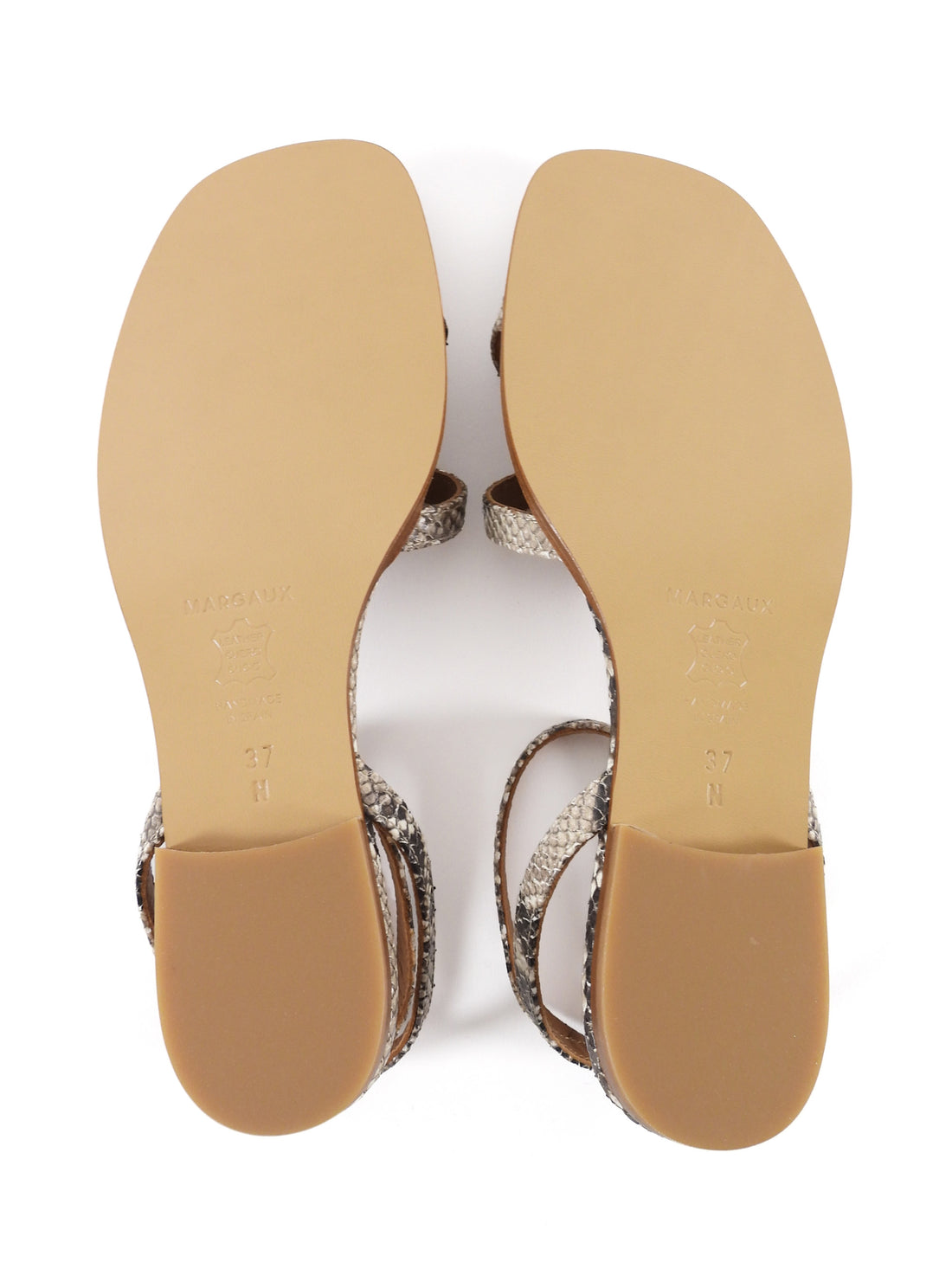 Margaux Brown White Flat Natural Python Emboss Sandals - 37