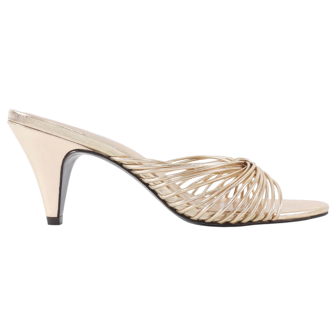 Reformation Light Champagne Gold Woodlyn Metallic Knot Thong Kitten Sandal - 7