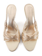 Reformation Light Champagne Gold Woodlyn Metallic Knot Thong Kitten Sandal - 7