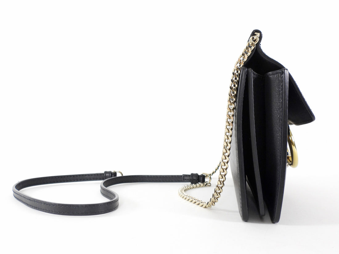 Chloe Faye Black Leather and Suede Small Crossbody Chain Bag