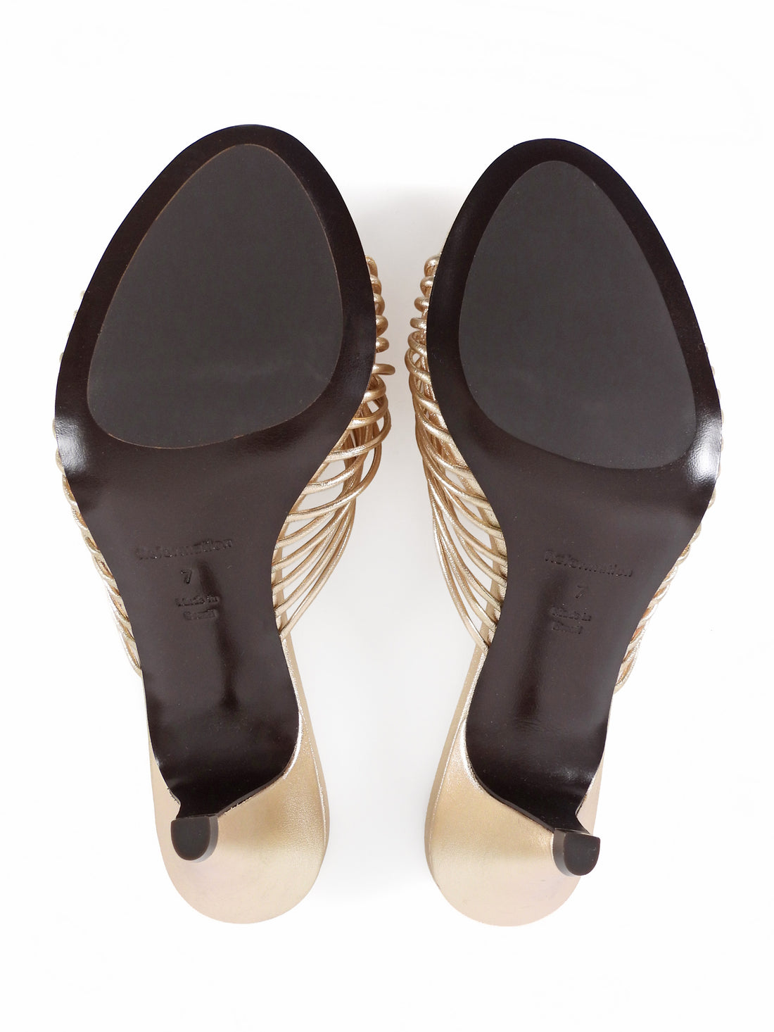 Reformation Light Champagne Gold Woodlyn Metallic Knot Thong Kitten Sandal - 7