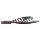Reformation Espresso Brown Jessica Beaded Leather Flat Strappy Sandals - 7