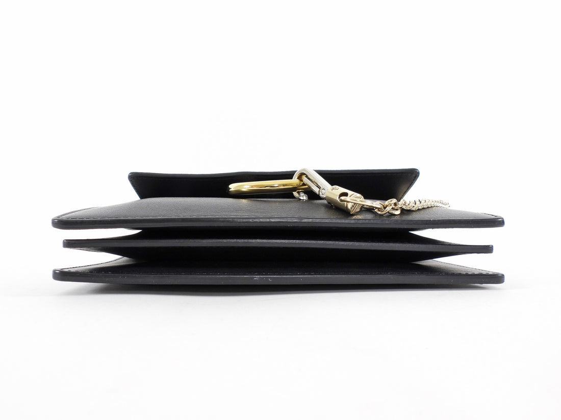 Chloe Faye Black Leather and Suede Small Crossbody Chain Bag