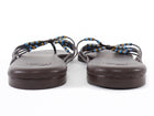 Reformation Espresso Brown Jessica Beaded Leather Flat Strappy Sandals - 7