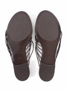 Reformation Espresso Brown Jessica Beaded Leather Flat Strappy Sandals - 7