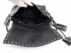 Valentino Garavani Black Grained Leather Rockstud Two Way Flap Bag