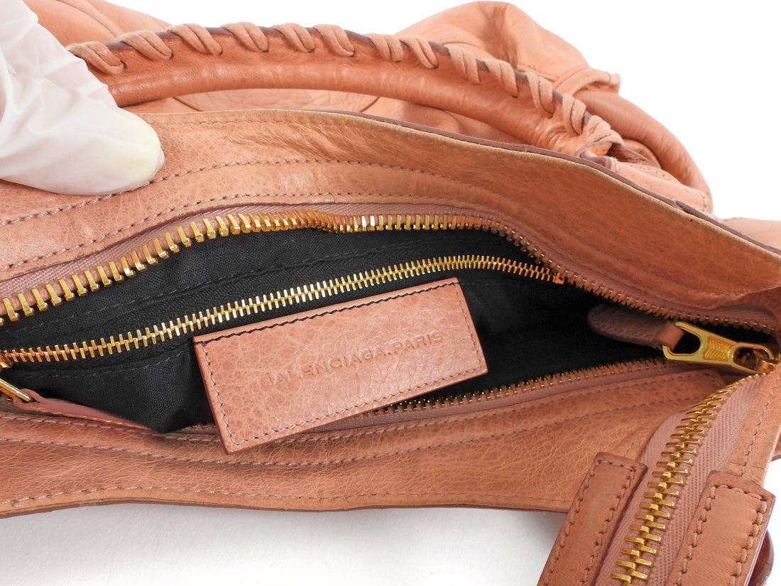 Balenciaga Giant 21 Stud Salmon Pink Leather City Bag  GHW