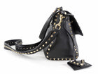 Valentino Garavani Black Grained Leather Rockstud Two Way Flap Bag