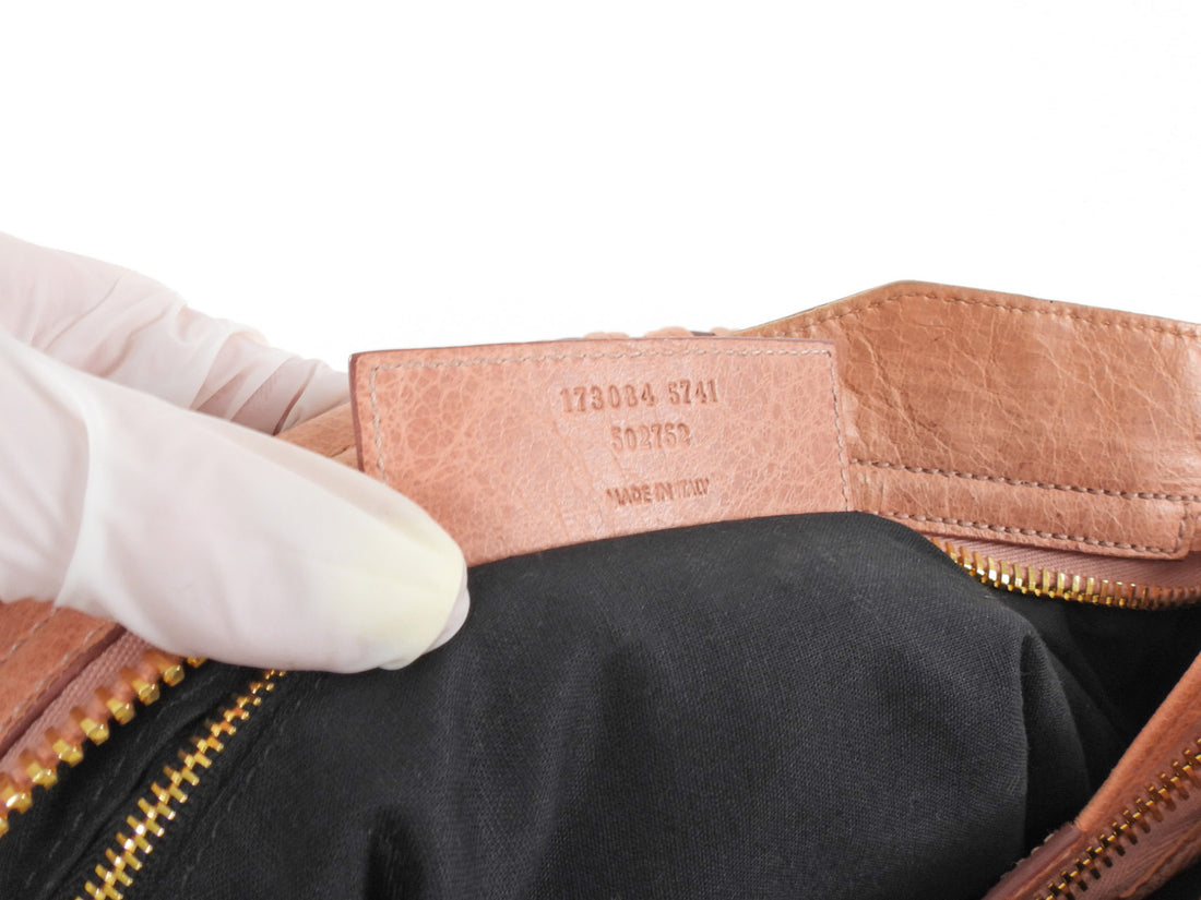 Balenciaga Giant 21 Stud Salmon Pink Leather City Bag  GHW
