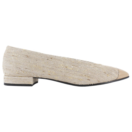 Loro Piana Beige Rebecca Cap Toe Fabric Pointed Ballet Flats - 37.5
