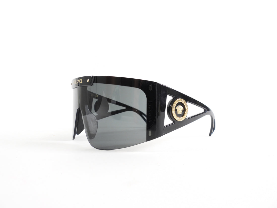 Versace Black Interchangeable Shield Wrap Sunglasses 4393