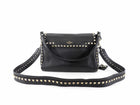 Valentino Garavani Black Grained Leather Rockstud Two Way Flap Bag
