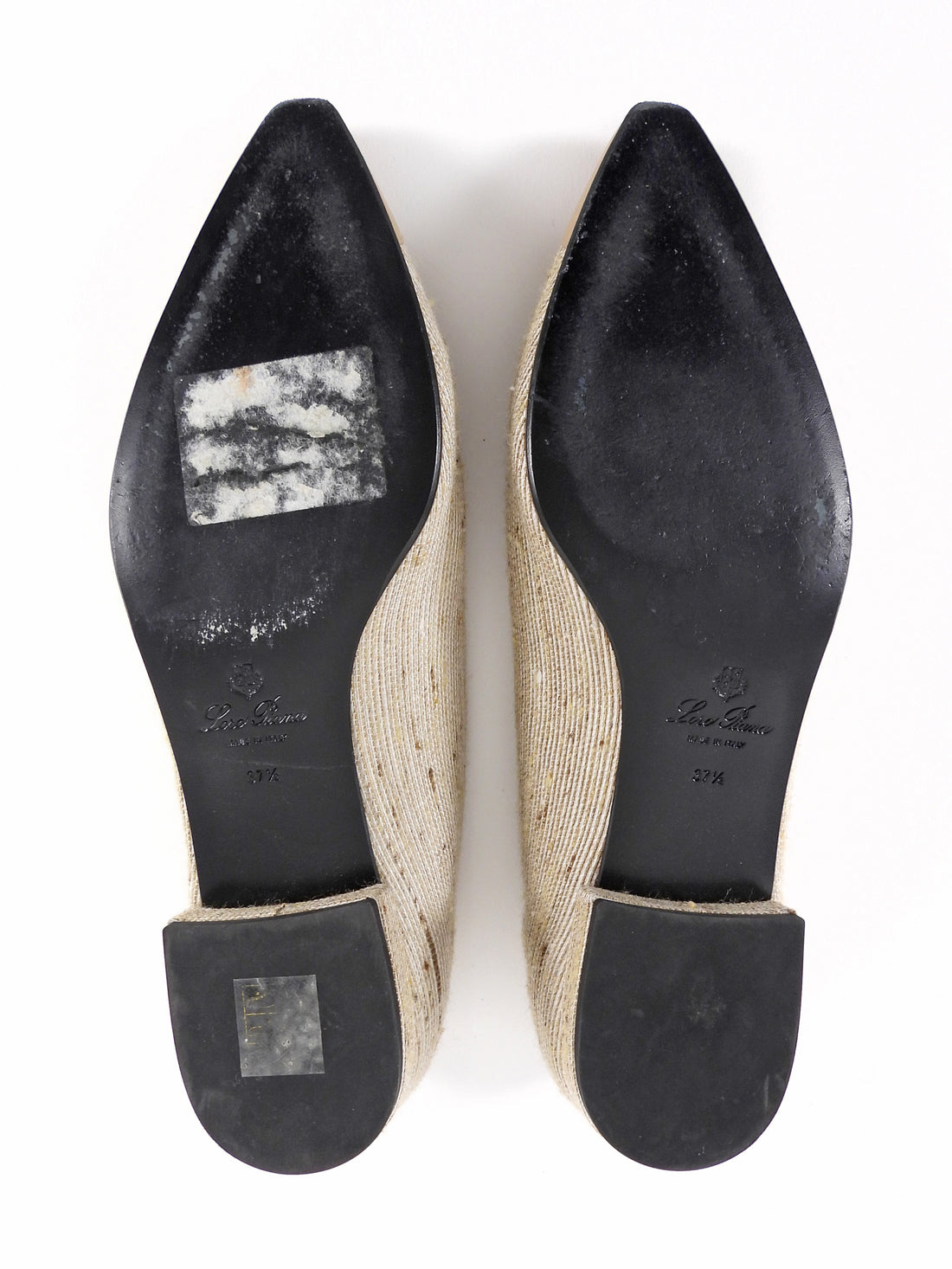 Loro Piana Beige Rebecca Cap Toe Fabric Pointed Ballet Flats - 37.5